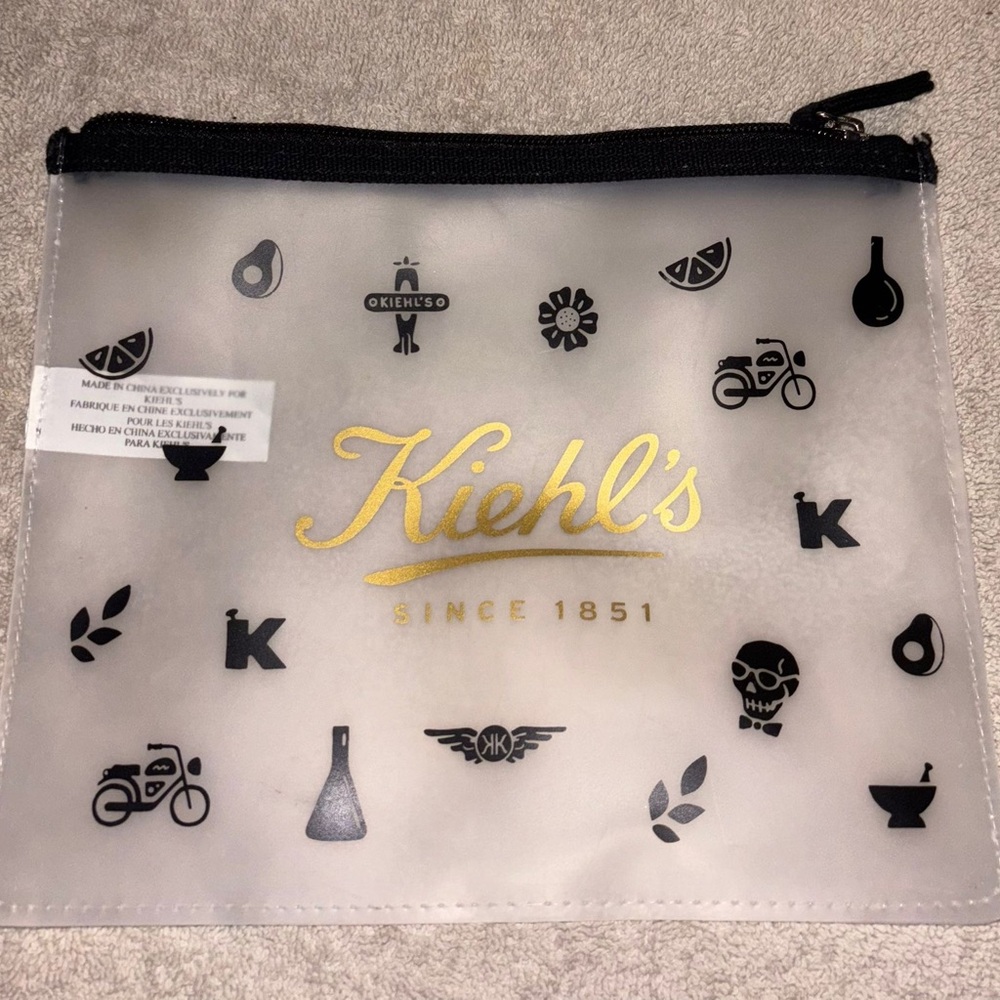 Kiehl's Matte Clear Plastic Cosmetic Bag
